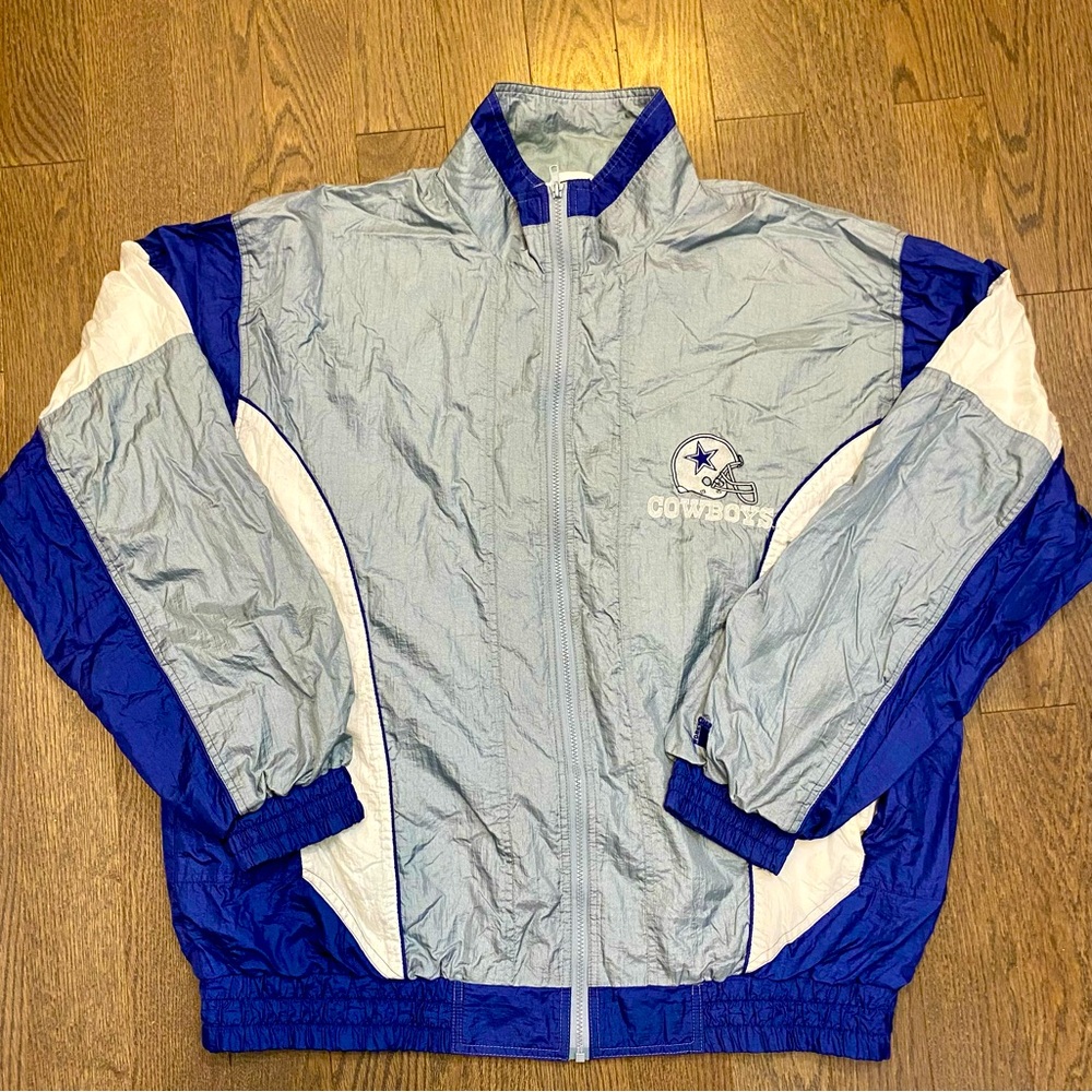Vntg 90s Dallas Cowboys Team NFL Color Works Dimensionals Wind Breaker Jacket